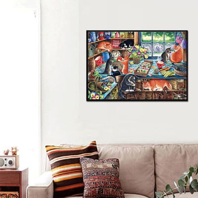 Diamond Painting Cross Stitch Cat's Funny Party Volledig vierkant diamantborduurwerk 20X30CM black