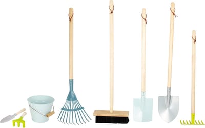 Dailygoods- Tuingereedschap Set - Uitgebreide Set - Hark/Schep/Bezem - Robuust Hout/Metaal - Ophangsysteem - Moderne Kleuren