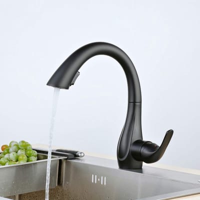 Dailygoods- Keukenkraan Commerciële Stijl - Zwart - Mixer Tap - Uittrekbare Sproeikop - Keramische Klep - Totale Hoogte 27,3 cm - Mixer Kraan