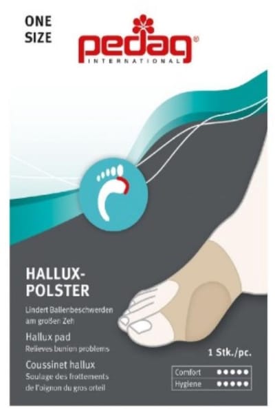 Hallux Polster pad - soft gel beschermt het gewricht van de grote teen. Met elastische band - One Size