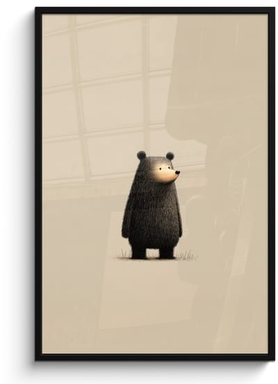 Poster in lijst - Fotolijst 80x120 cm - Posters - Beer - Donkerbruin - Minimalistisch - Posterlijst zwart - Decoratie - Wanddecoratie woonkamer - Muurdecoratie slaapkamer
