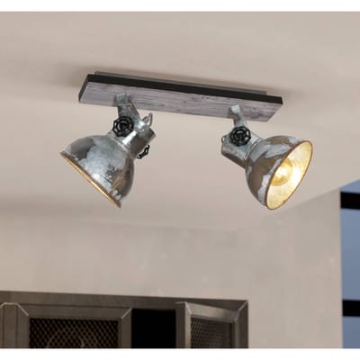 EGLO Barnstaple - wandlamp - 2-lichts - E27 - bruin-patina/zwart/oud-zink-look