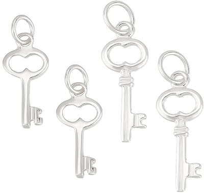 PandaHall 2 stijlen sleutelhangers 4 stuks sleutelhangers van sterling zilver met springring ambachtelijke accessoires sleutelhanger skelet vintage voor het maken van sieraden DIY, 19.5x7.5x1.5mm,