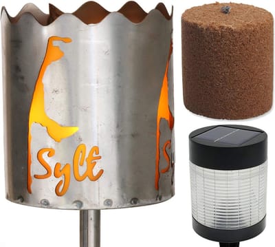 Tuinfakkel Sylt vuurschaal metaal met handvat brandstof LED solar lamp tuinlamp solar lamp