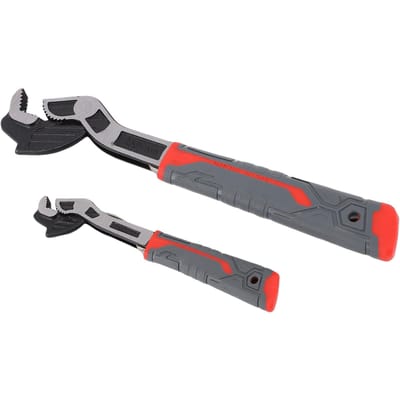 Ensemble de 2 clés à molette autobloquantes multifonctions pour tuyaux 6 pouces 10 pouces Acier Cr-V pour plombiers 7-15mm 15-35mm Serrage rapide Auto gray