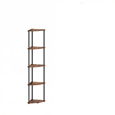 Vijflaagse Hoekopbergrek Hoekplank Eenheid Plantenrek Boekenkast Displayrek Multifunctionele Opslag Ruimtebesparend Snelle Gereedschapsloze Montage Stevig Frame Geschikt voor Woonkamer, Slaapkamer en Keuken 38,3x27x139 cm Bruin+Zwart