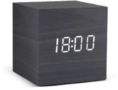Houten Digitale Klok - Multifunctioneel - USB- Batterijen - Witte led - 6 CM