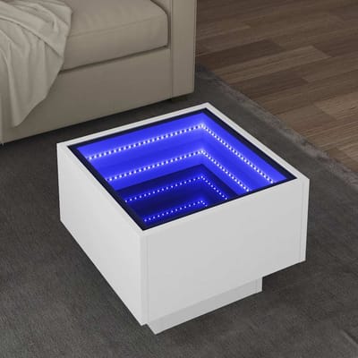 vidaXL - Bijzettafel - met - LED - 40x40x30 - cm - bewerkt - hout - wit