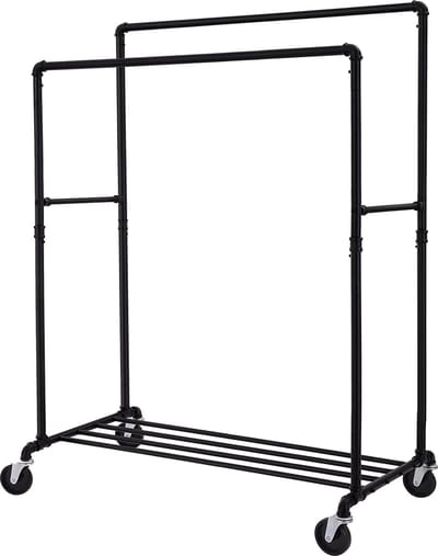 In And OutdoorMatch Kledingrek Dejuan - Zwart metaal - Kledingrek op wieltjes - Kledingkast - Garderobe-organizer - Slaapkamer - tot 110 kg