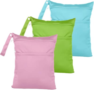 3 Pcs Herbruikbare Zipper Wet Dry Bag - Waterdichte Wet Swimsuit Bag voor Baby Luiers - Perfect voor Reizen, Strand, Kamperen, Gym, Zwemmen - 3 Kleuren, Groen