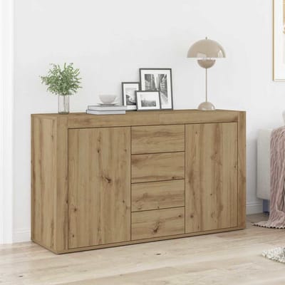 vidaXL - Dressoir - Artisan - Eiken - 120 - x - 36 - x - 69 - cm - Bewerkt - hout