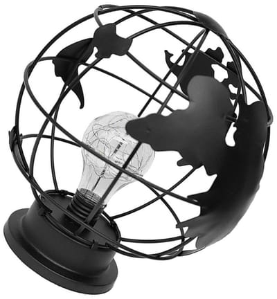 longziming -Globe Tafellamp - Decoratieve Sfeerlamp - Creatief Bolvormig Design Warmwit Licht 3000 Lm - 1 Stuk - Voor Kinderkamer Woonkamer - Zwart