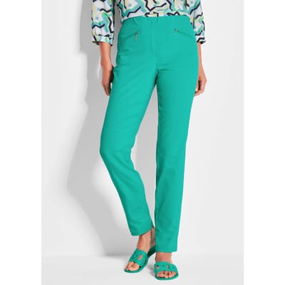 Bengaline broek LOUISA met ritszakken - groen - Gr. 46 van Goldner Fashion