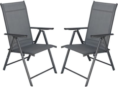Tuinstoelen met 7 standen, set van 2 stuks grijs