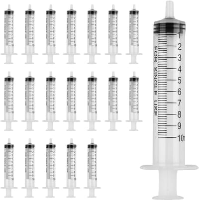 Dailygoody - Steriele spuiten - 10 ml - Perfect voor oliedosering - 20 stuks - Voor huisdieren en industriële toepassingen - Hoge kwaliteit kunststof