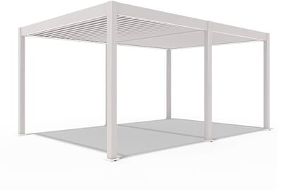 Orion Deluxe elektrische overkapping met LED - 360 x 530 cm - lichtgrijs - Elektrisch lamellen dak en Luxe uitstraling - Volledig Aluminium terrasoverkapping met LED verlichting - Perfect te gebruiken als Tuinprieel / Carport / Veranda / Pergola