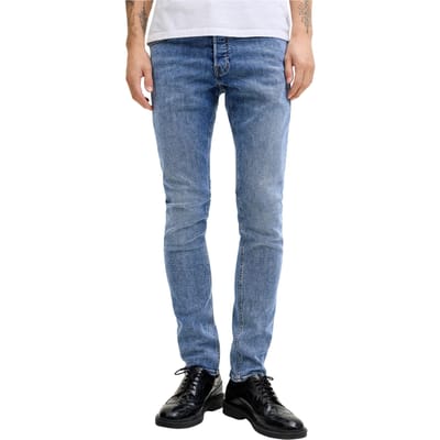 Jack & Jones blauwe heren jeans   Glenn   Stonewash wassing   Slim Fit   5-Pocket zakken   Knoopsluiting   Duurzaam   Regular waist Blauw 32/34
