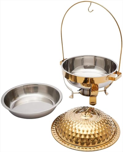 Chafing Dish Set - Buffetwarmer Warmhoudbak - Feesten en Partijen - Inclusief Ophangsysteem - 4.5 Liter Capaciteit - Goud