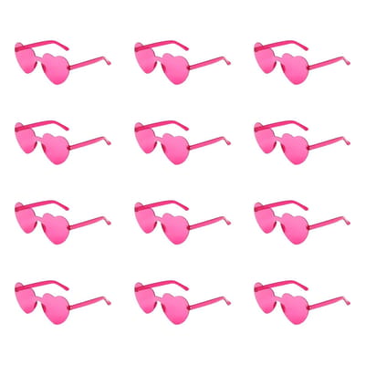 Dailygoods - 12 stuks Hartvormige Randloze Zonnebril voor Vrouwen - Transparante Snoepkleurige Brillen