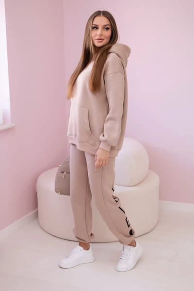 Dames joggingpak huispak vrijetijdskleding beige maat M