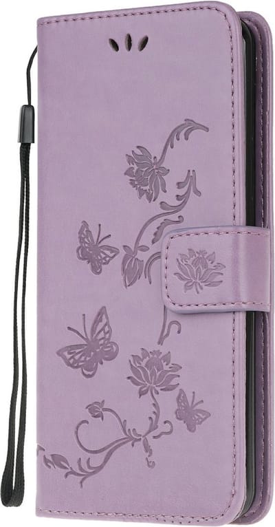 Coverup Hoesje - Geschikt voor Motorola Moto G10 / G20 / G30 Hoesje - Coverup Bloemen & Vlinders Book Case - Lila