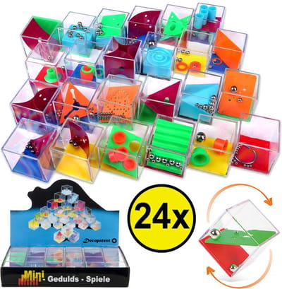 Decopatent 24 STUKS Geduldspelletjes Kubus - Traktatie en Uitdeelcadeaus voor Kinderen en Volwassenen - Grabbelton Traktatie Cadeautjes - Kleine Kubus Puzzel Breinbrekers Speelgoed Traktaties