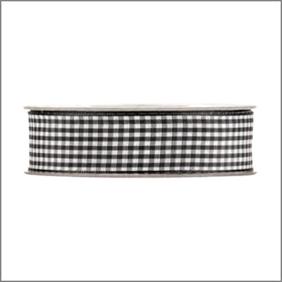 Geruit Lint - Zwart - 20 meter x 25 mm - ruitjes lint - Lint met Ruitjes - Rol 20m