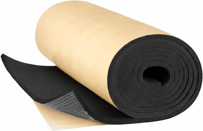 Isolatieplaten Rubber - Isolatiematten Geluidsisolatie - Warmte Geluid Dempen - Zelfklevend 19 mm dik - 6 x 1 meter - Zwart