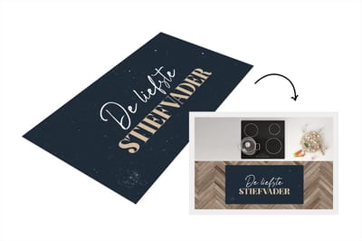 Keukenloper - Loper keuken - Kado man - Stiefvader - Vaderdag - De liefste stiefvader - Quotes - Spreuken - 120x60 cm - Keukenloper vinyl