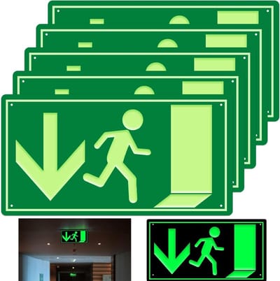 Allecto Plus - Nooduitgangsbord 5 stuks, pijl omlaag, 30 x 15 cm, aluminium evacuatieroute bord