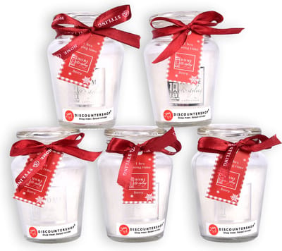 Set van 5 Geurkaarsen Gift Set - Geurkaarsen in Glas (Vanilla Geur) - Voor Binnen: Woonkamer & Slaapkamer - Wit - Brandtijd 11 uur - 4.5cm x 7.5cm x 8.2cm