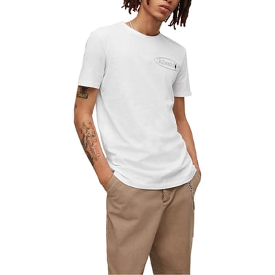 AllSaints Simpel Brace Ss Crew Optic White Maat: XXL | T-shirts met Print Outlet | Heren | Wit