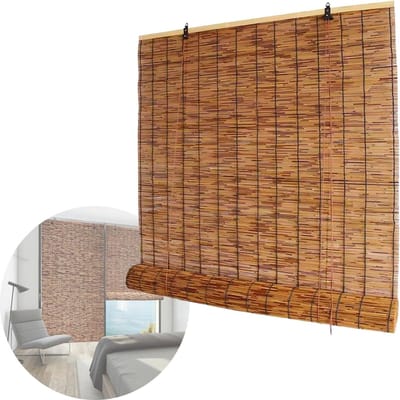 Rolgordijnen Bamboe Riet - Natuurlijk Zonnescherm - Privacy Creëren - Handgemaakt Uniek Design - 40-120x40-300cm - Bruin