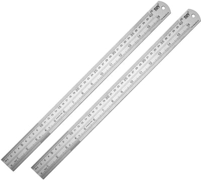 Set van 2 Metalen Linialen van Roestvrij Staal - 40 cm Rechte Meetlat