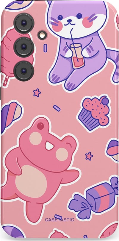 Casetastic hoesje geschikt voor Samsung Galaxy A35 - Dubbellaagse bescherming - Snoepvriendjes - Fashion Case - Lichtroze Lavendel Koraal