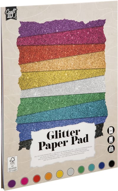 Hobbykarton glitter carftid 24x34cm 180gr 10v 10kl | 12 stuks