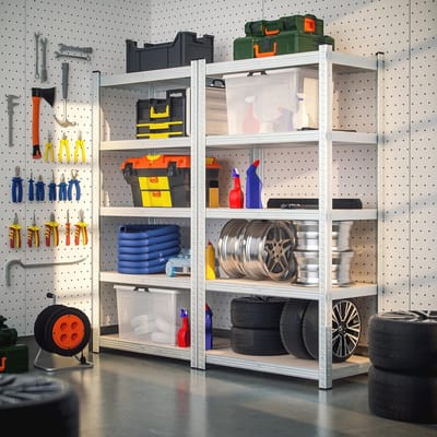 2x Stellingkast 180x90x40cm Schoonmaak Opbergrek 1750kg Met MDF Planken Voor Garage, Werkplaats, Berging