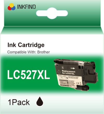 INKFIND LC527XL Zwart inktcartridge compatibel met Brother LC527XL LC-527XL Zwart geschikt voor Brother MFC-J4350DW/J4550DW - 1-pack Zwart