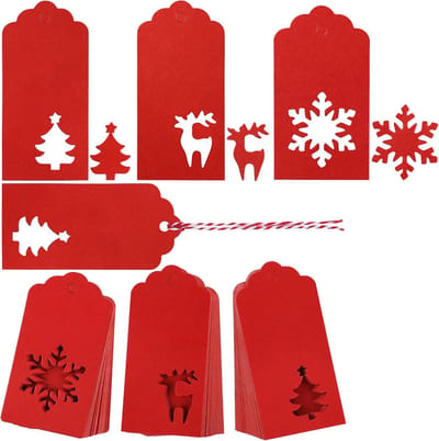 Kaarten - 150 Stuks - Hangtag - Papier - Cadeaulabels - Wenskaarten - Beschrijfbaar - Multifunctioneel Labe - Te gebruiken voor cadeaubonnen, zelfgemaakte bedankkaartjes, feestuitnodigingen - 9*4.5cm - Rood