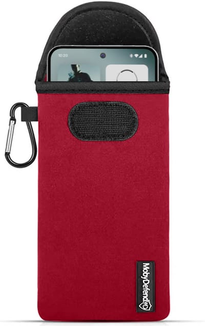 MobyDefend Hoesje - Geschikt voor Nothing Phone (3) - Neopreen Pouch Met Karabijnhaak - Insteek - Riemlus - Rood