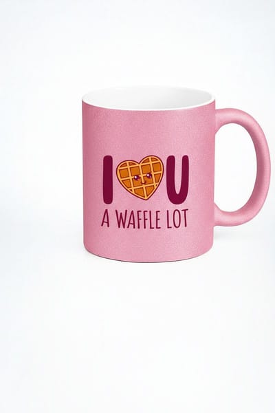 Roze Mok 'I Love You A Waffle Lot' | Grappige Wafel Hart Liefdes Mok | Valentijnsdag Cadeau