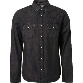 Overhemd Lange Mouw No Excess Overhemd Denim Twill Antraciet