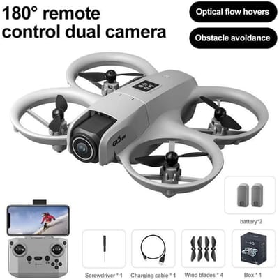 Mini drone - BYTELIKE - Double caméra 4K - Évitement d'obstacles - Autonomie 6 min - Léger gris grijs