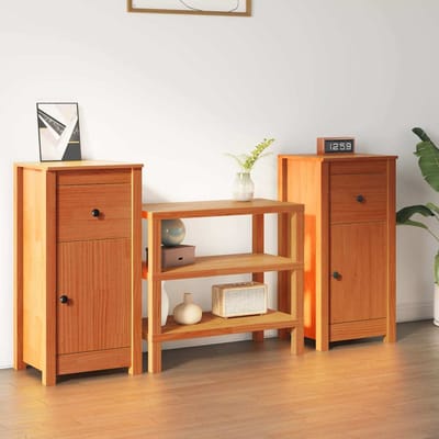 vidaXL - Dressoir - 2 - st - Wasbruin - 39 - x - 34,5 - x - 80 - cm - Massief - grenenhout
