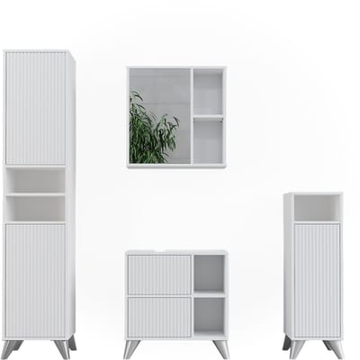 Vicco Badkamermeubelset Leano, Wit, 4-delig