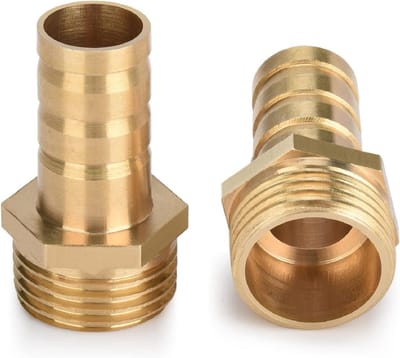 Slangtuit messing adapter schroefverbinding 1/2 inch x 14 mm 2 stuks set met tule aansluiting.
