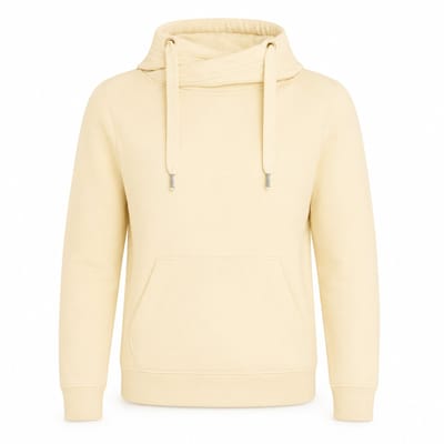 Cross Neck Hoodie Heren – Heavyweight Hoodie 330 g/m² – Crossover Hals – Streetwear Trui – Crème - XS