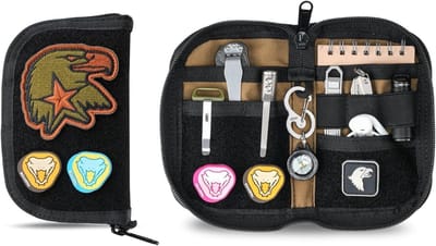 Kleine EDC Pouch Organizer met 5 Vakken, Multitool Tas van Nylon in Zwart Camouflage, Ideaal voor Gereedschap en Accessoires