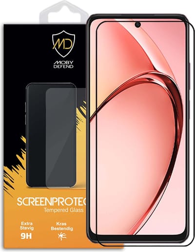 MobyDefend Screenprotector - Geschikt voor Oppo A60 5G - Screensaver Met Zwarte Randen - Gehard Glas