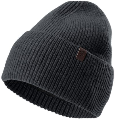 Donkergrijze Beanie van Gerecyclede Wol met Manchet